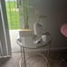 Glass top gold corner table