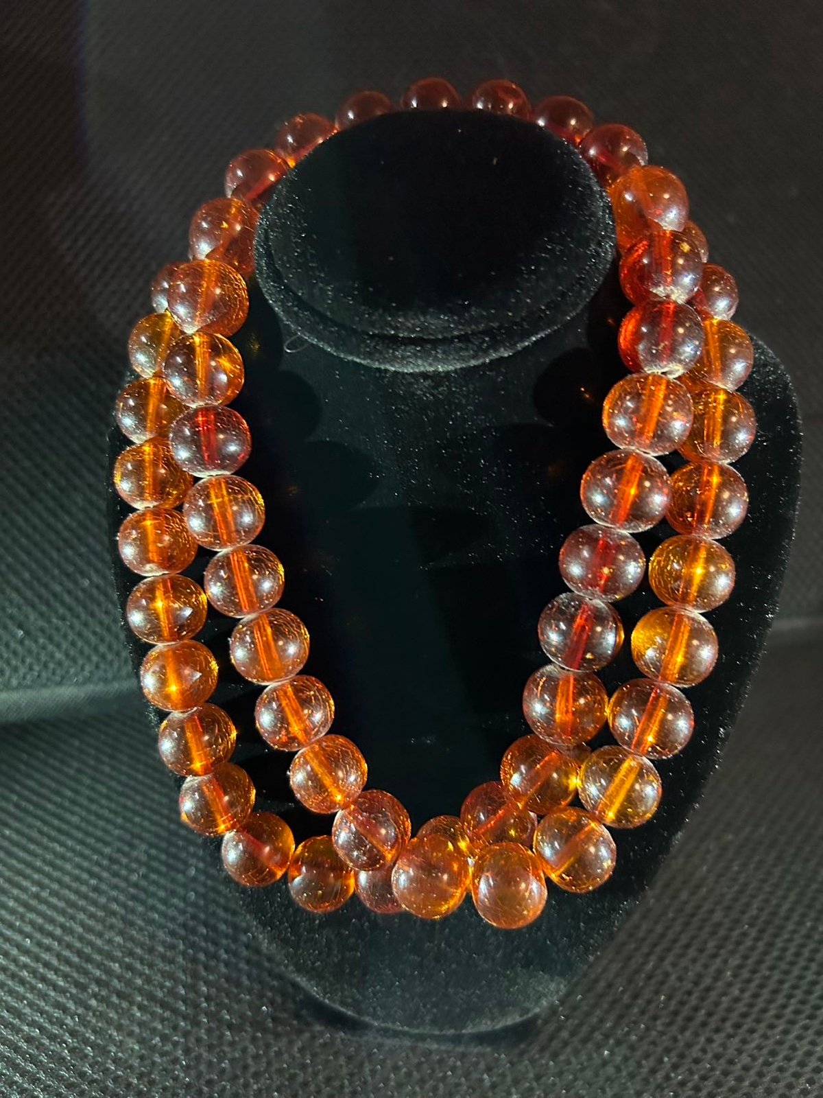 Antique Chinese Nature Honey Amber Beads Necklace 13.5”