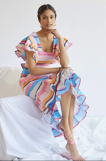 NWT Anthropologie Plenty by Tracy Reese Ruffled Maxi Dress Medium