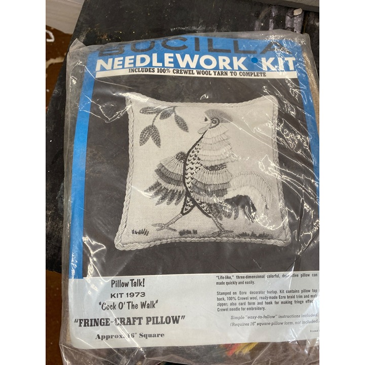 Vintage NEW Bucilla needlework kit rooster design pillow kit 16