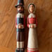 2 Vintage Kurt Adler Wood Pilgrim Candle Holders 9”
