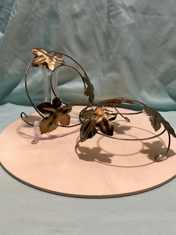 Vintage Brass Leaf Metal Bowl Set