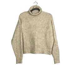 ZARA Wool Blend Longsleeve Oversized Turtleneck Sweater M Cream #2093