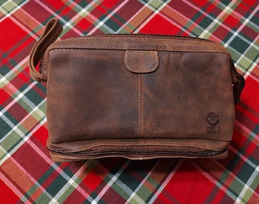 New Leather Travel Cosmetic Bag - Hygiene Organizer Dopp Kit.