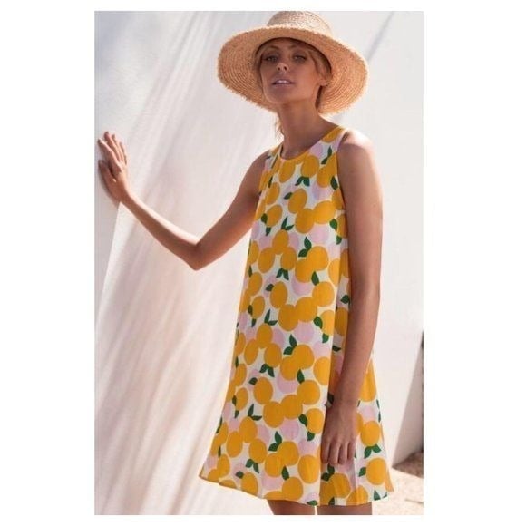Mister Zimi Women's Sleeveless Tina Dress in Mandarin Orange/White Size 6