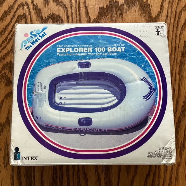 Vintage 90s Intex The WetSet Inflatable Explorer Boat 62 x 40 1 Person