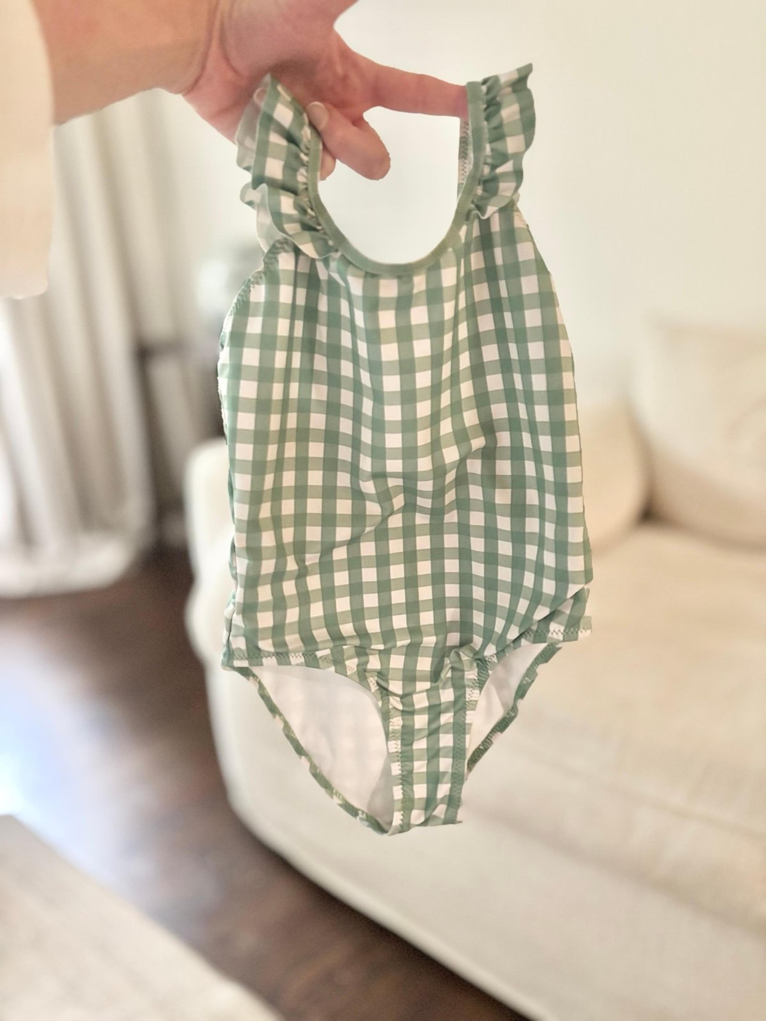 Zara girls green gingham swimsuit