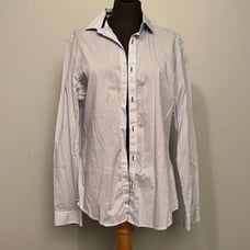 H&M White Pinstriped Patter Button Down Long Sleeve Shirt