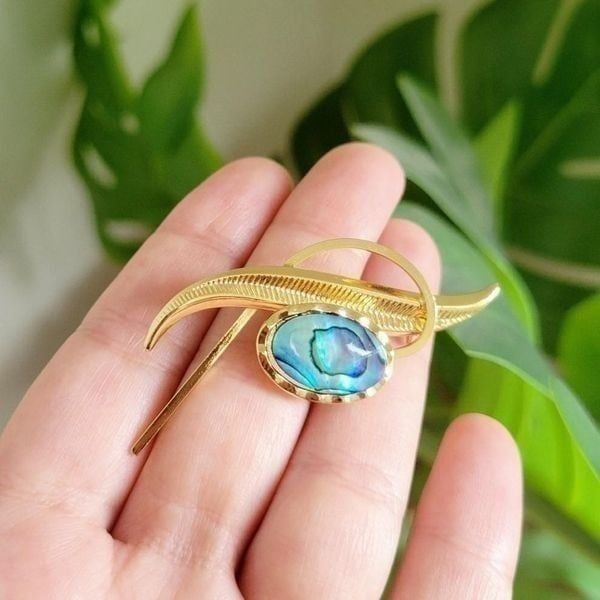 Vintage Gold Abalone Brooch Pin