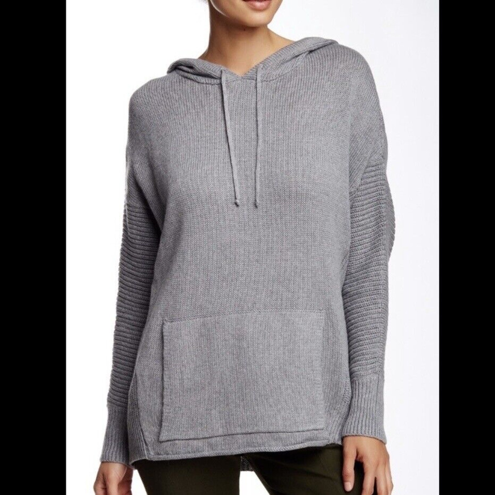 360 Cashmere Gray Anais Hooded Sweater Cashmere Cotton Blend Oversized Small
