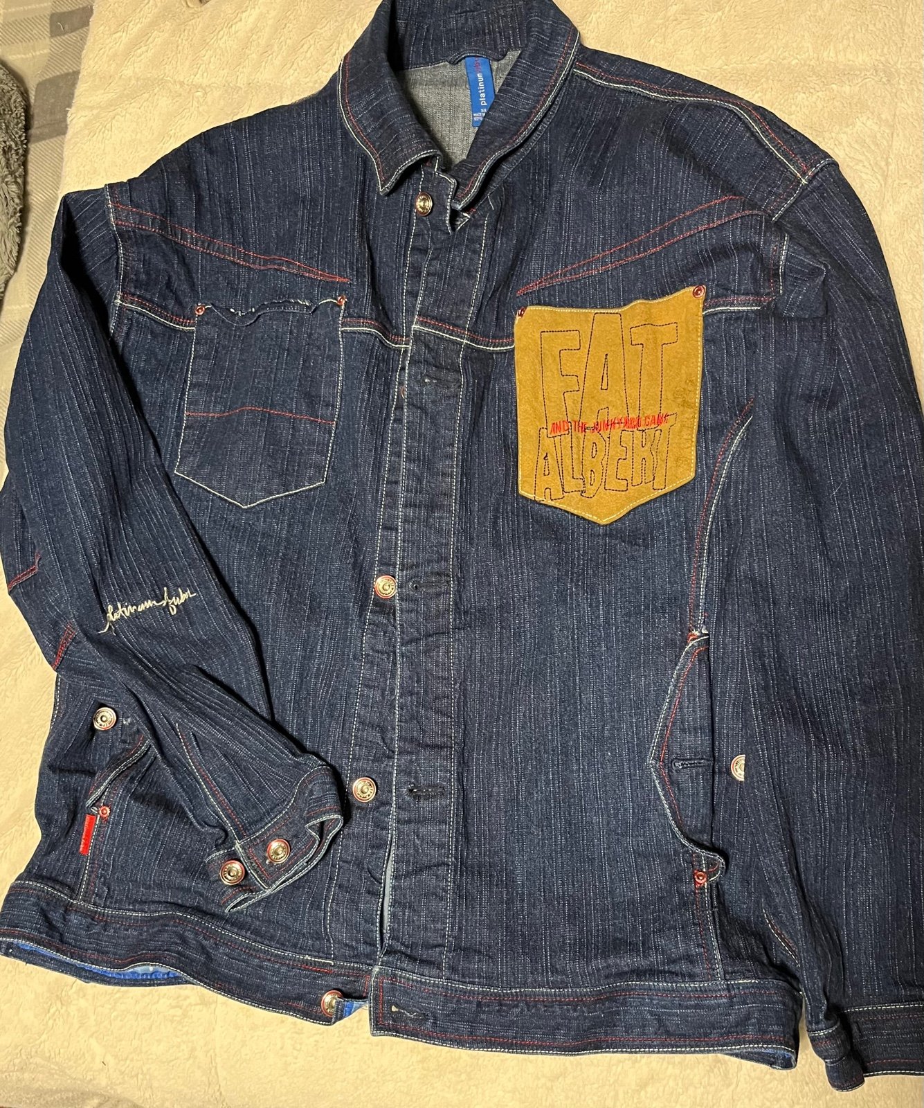 Vintage 90’s FUBU Platinum Fat Albert And The Junkyard Gang Denim Jacket 3XL