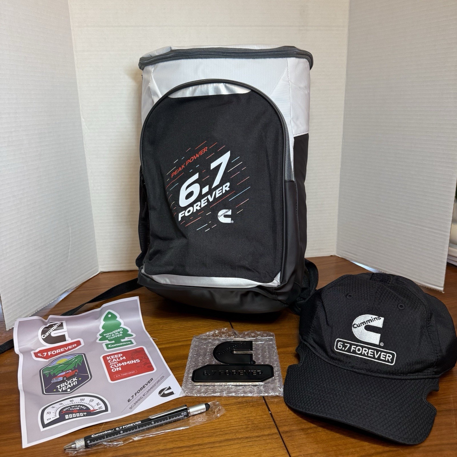 CUMMINS 6.7 FOREVER Insulated Cooler Backpack Bag, Chromed Car Badge , Hat Cap