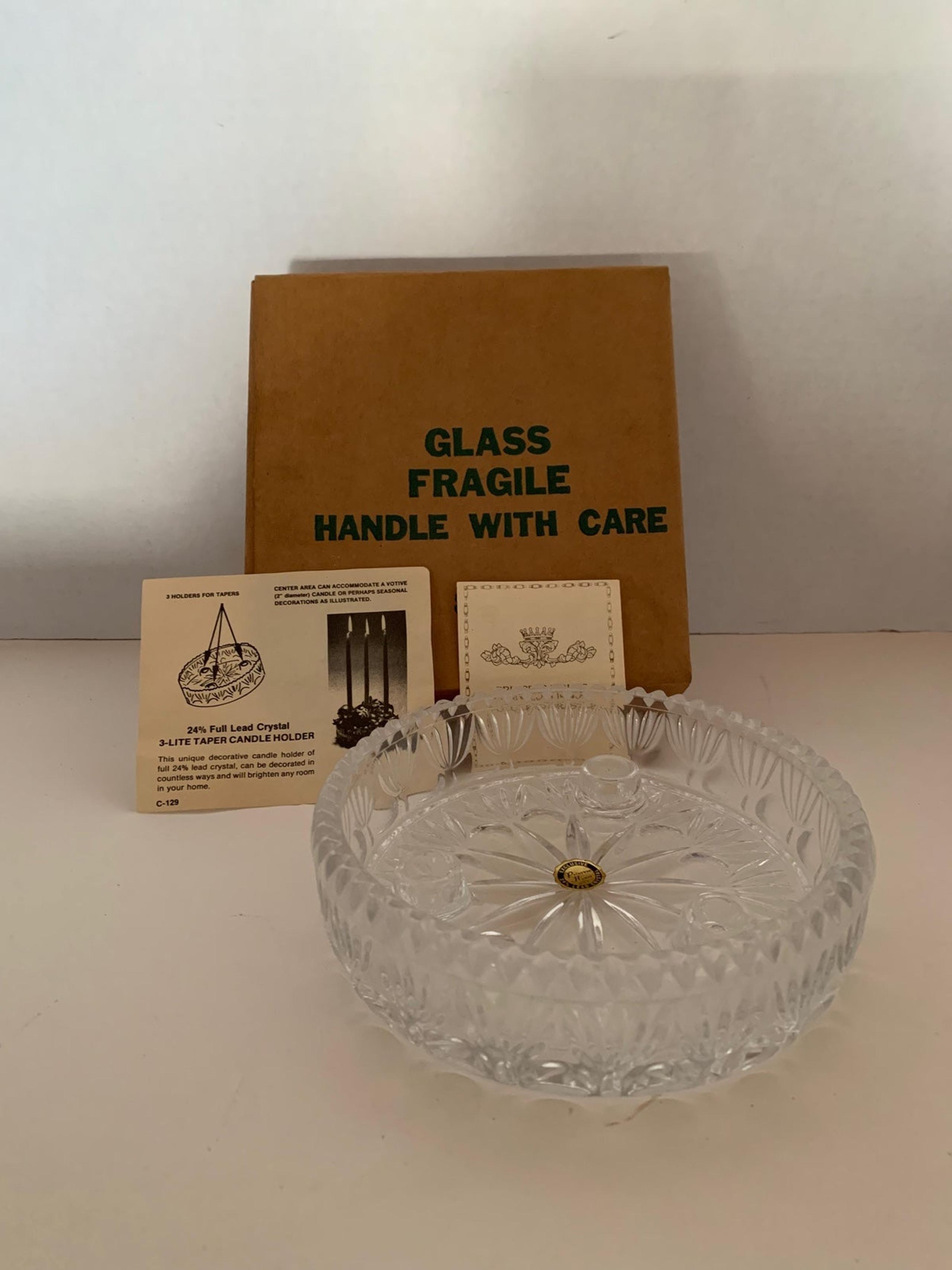 Princess House Crystal  Candle  Taper  3 Holder