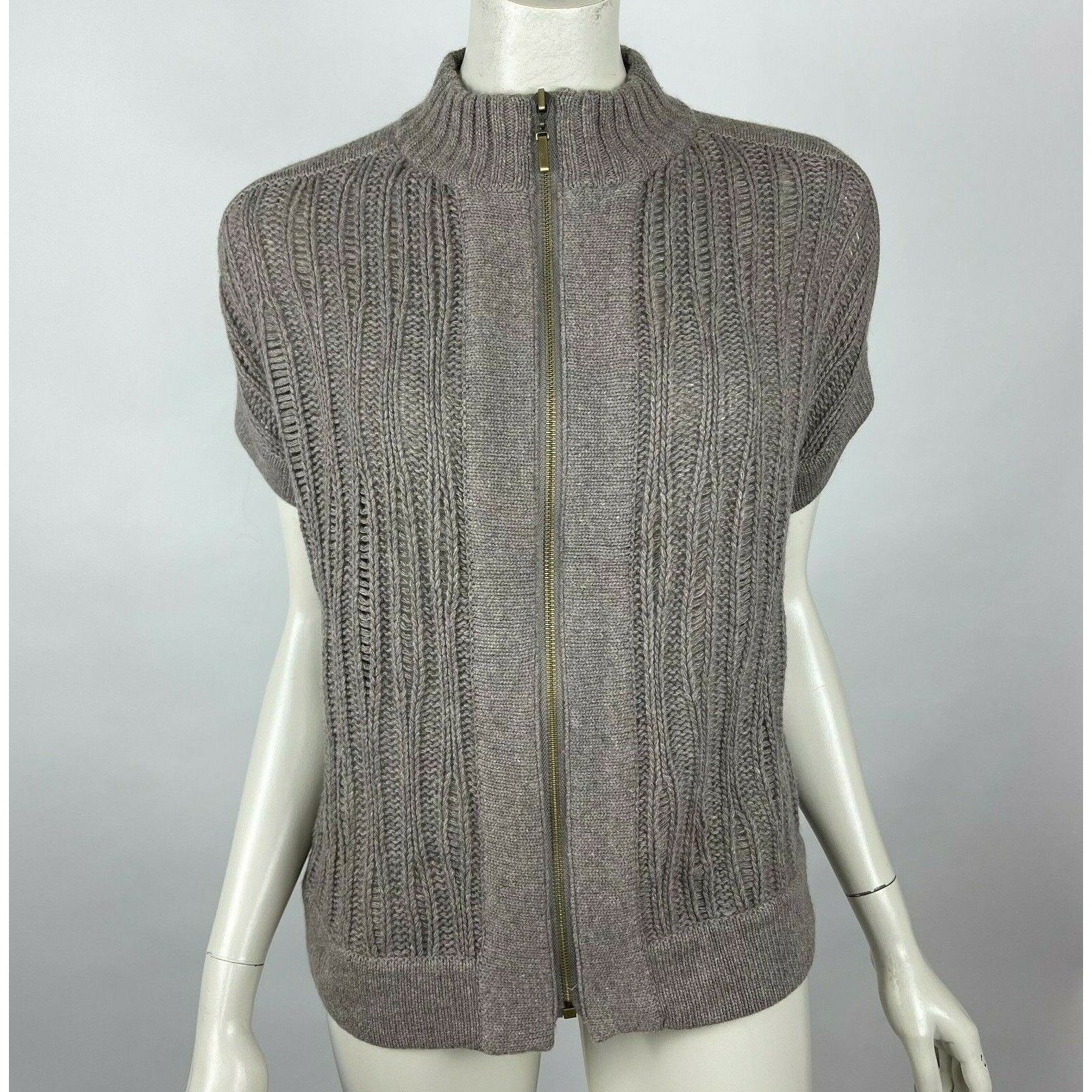 Worth Cashmere Wool Cardigan Short Sleeve Full Zip Sweater Super Soft Women S
