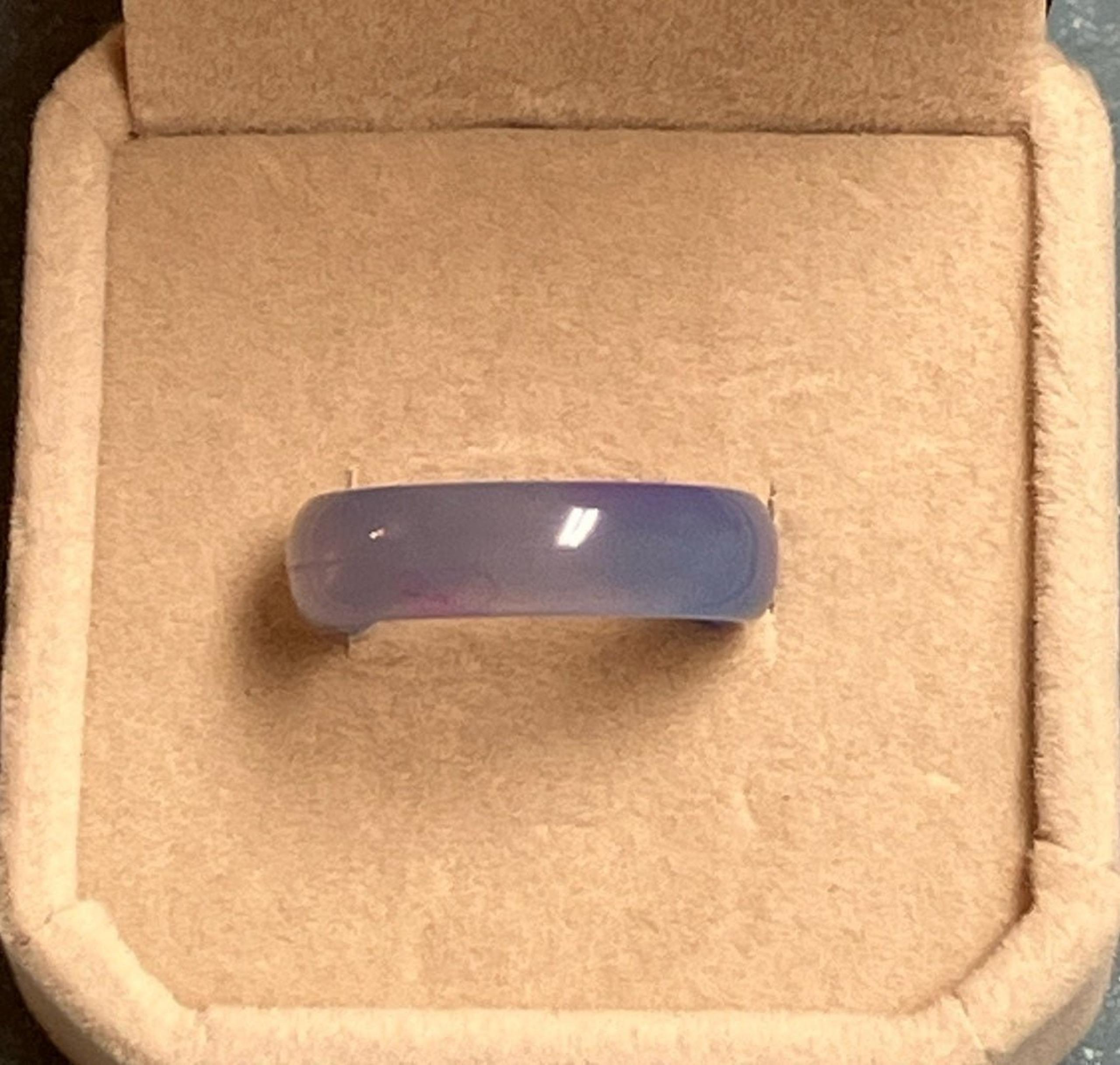 New GENUINE 100% NATURAL Ice Blue Jade Ring Band (Grade A) W/BOX
