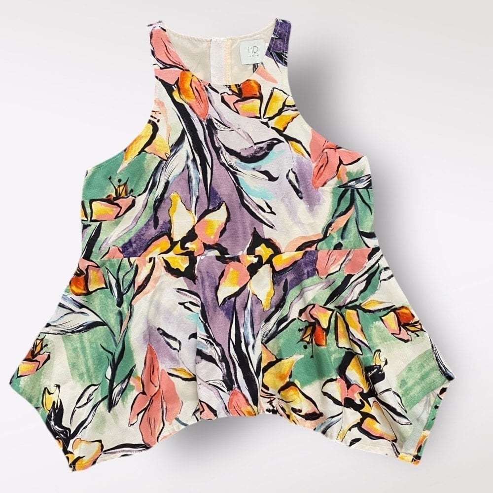 Anthropologie HD In Paris Lucille Peplum Blouse Womens Size 4 Floral