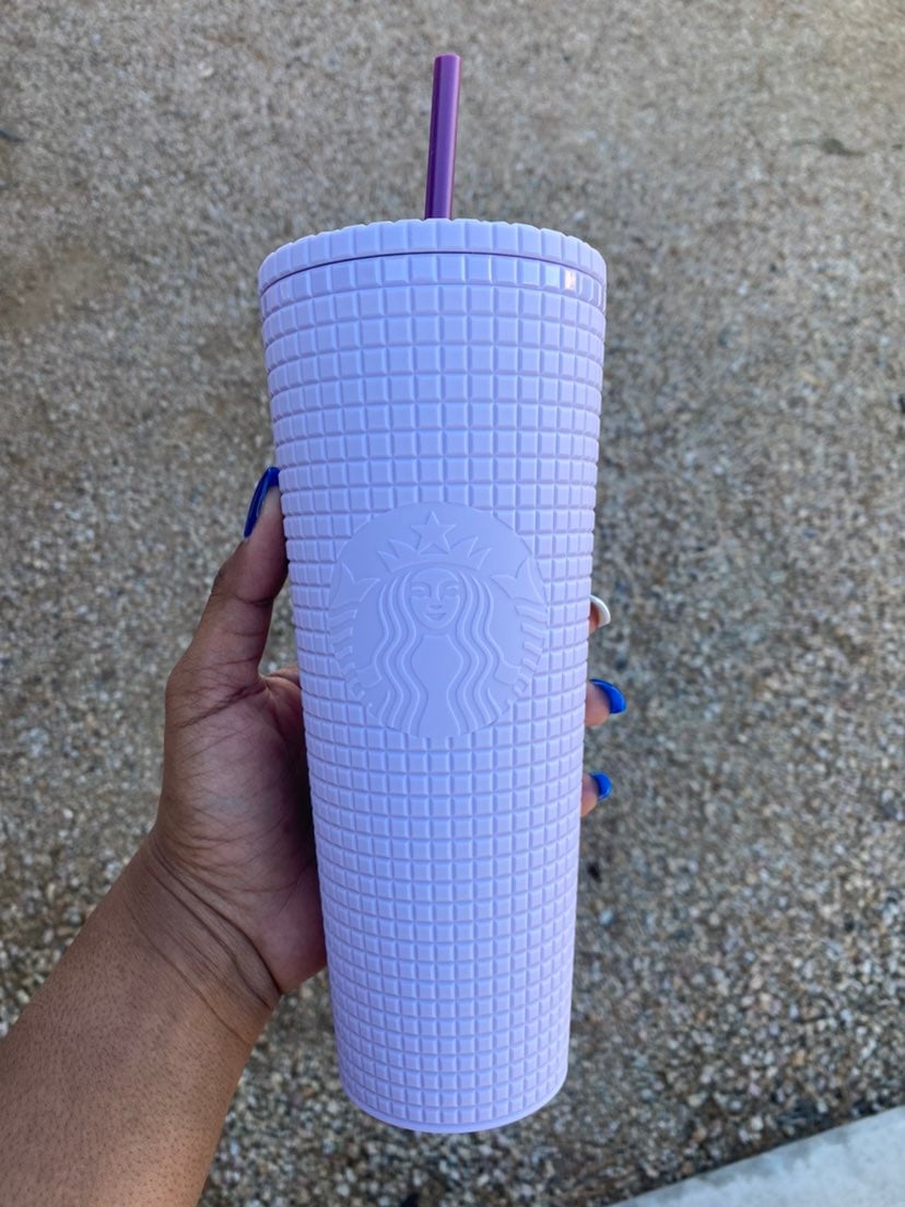 Lilac Grid Starbucks Tumbler