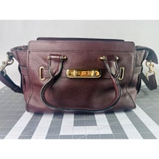 COACH Pebble Leather Swagger 27 Crossbody Handbag Satchel Ox Blood