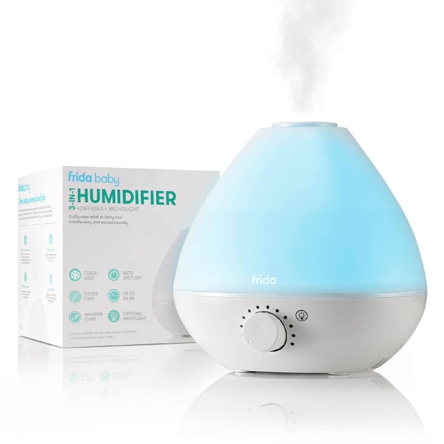 Frida Baby 3-in-1 Cool Mist Humidifier for Baby with Diffuser + Nightlight, Baby