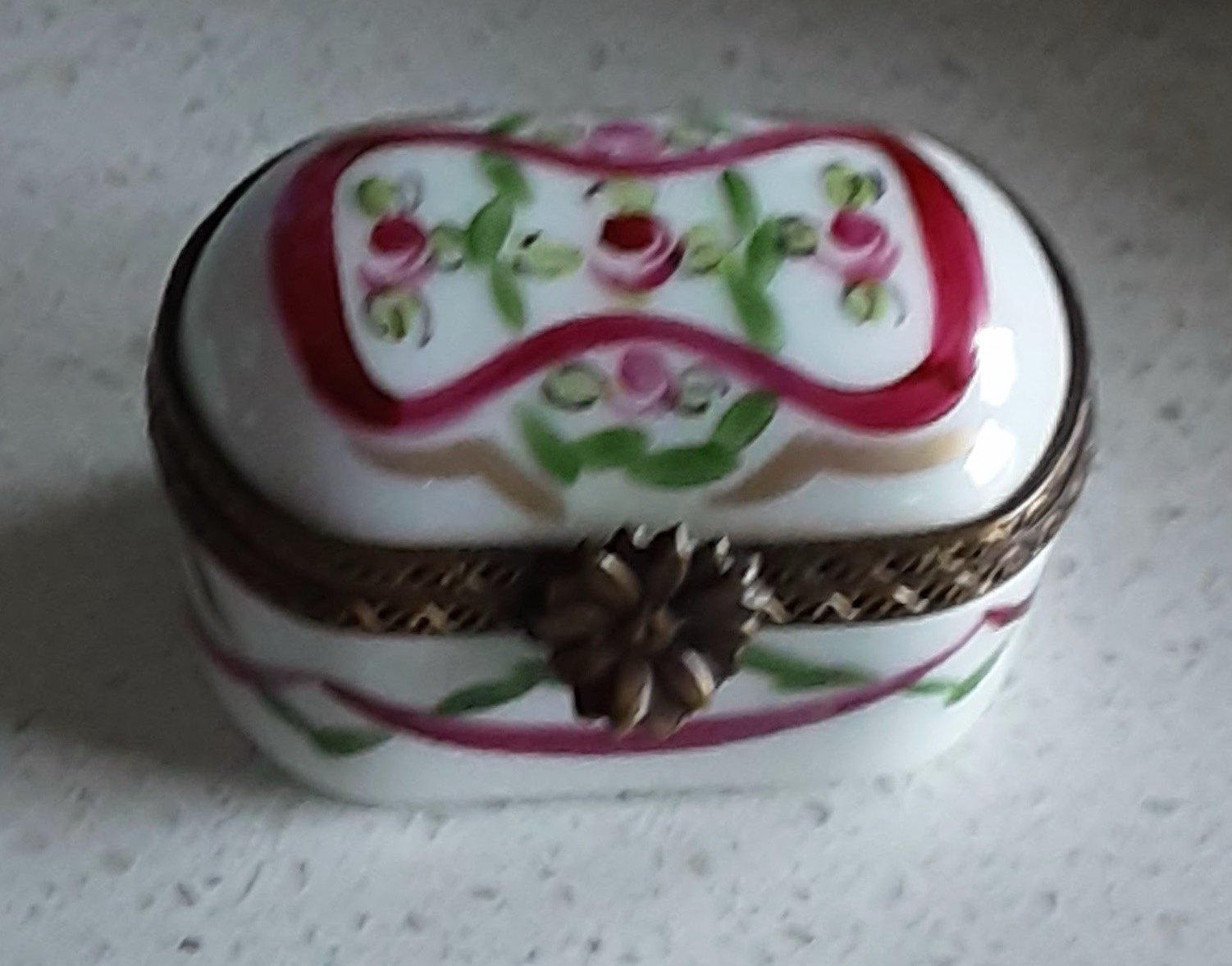 Limoges Vintage Trinket Box Pink and Green Vintage or Antique. Zero Flaws