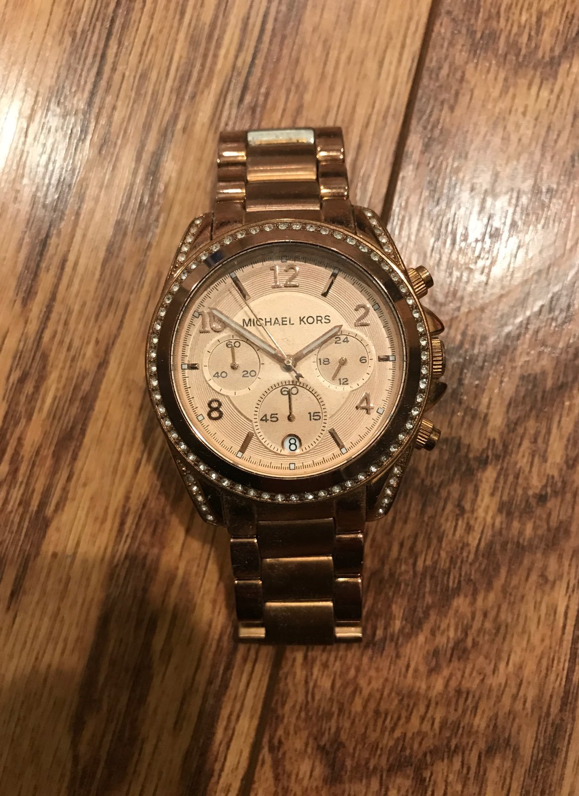 michael kors white rose gold watch