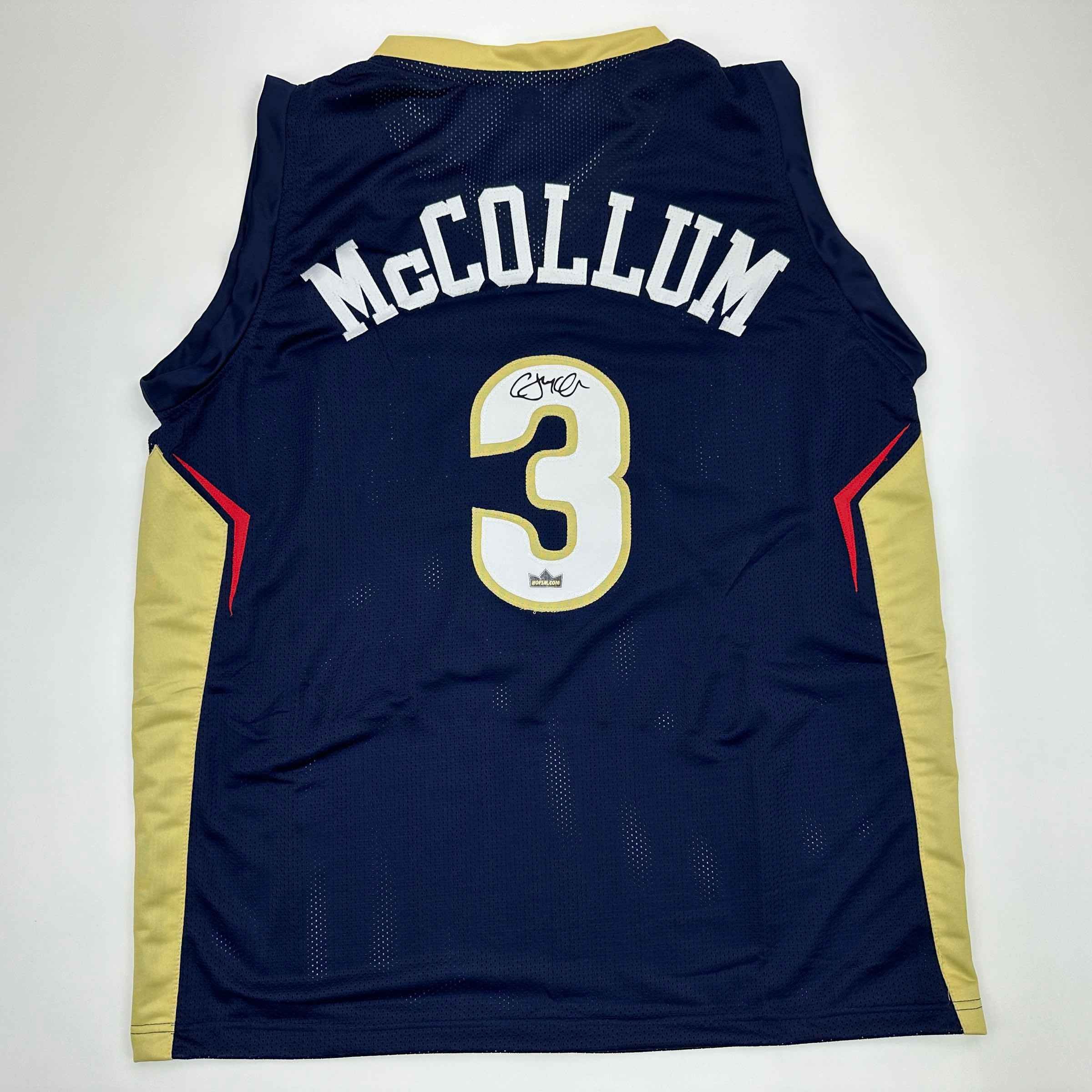 Facsimile Autographed C.J. CJ McCollum New Orleans Blue Auto Jersey Size Men's