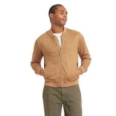 Goodfellow Men's Size Small Faux Suede Full Zip Front Brown Bomber Jacket