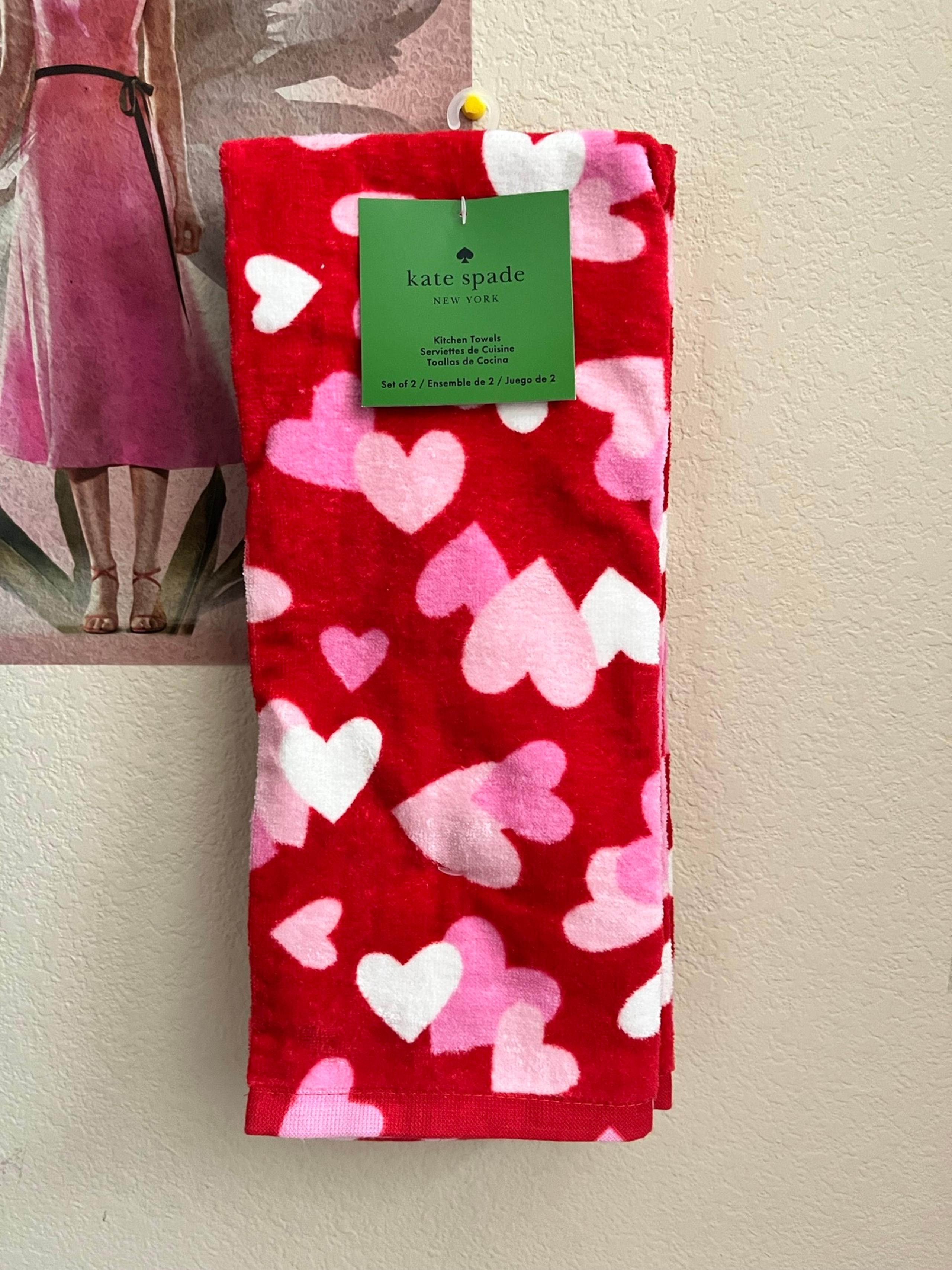 Kate Spade Hearts Kitchen Towel Set of 2 NWT