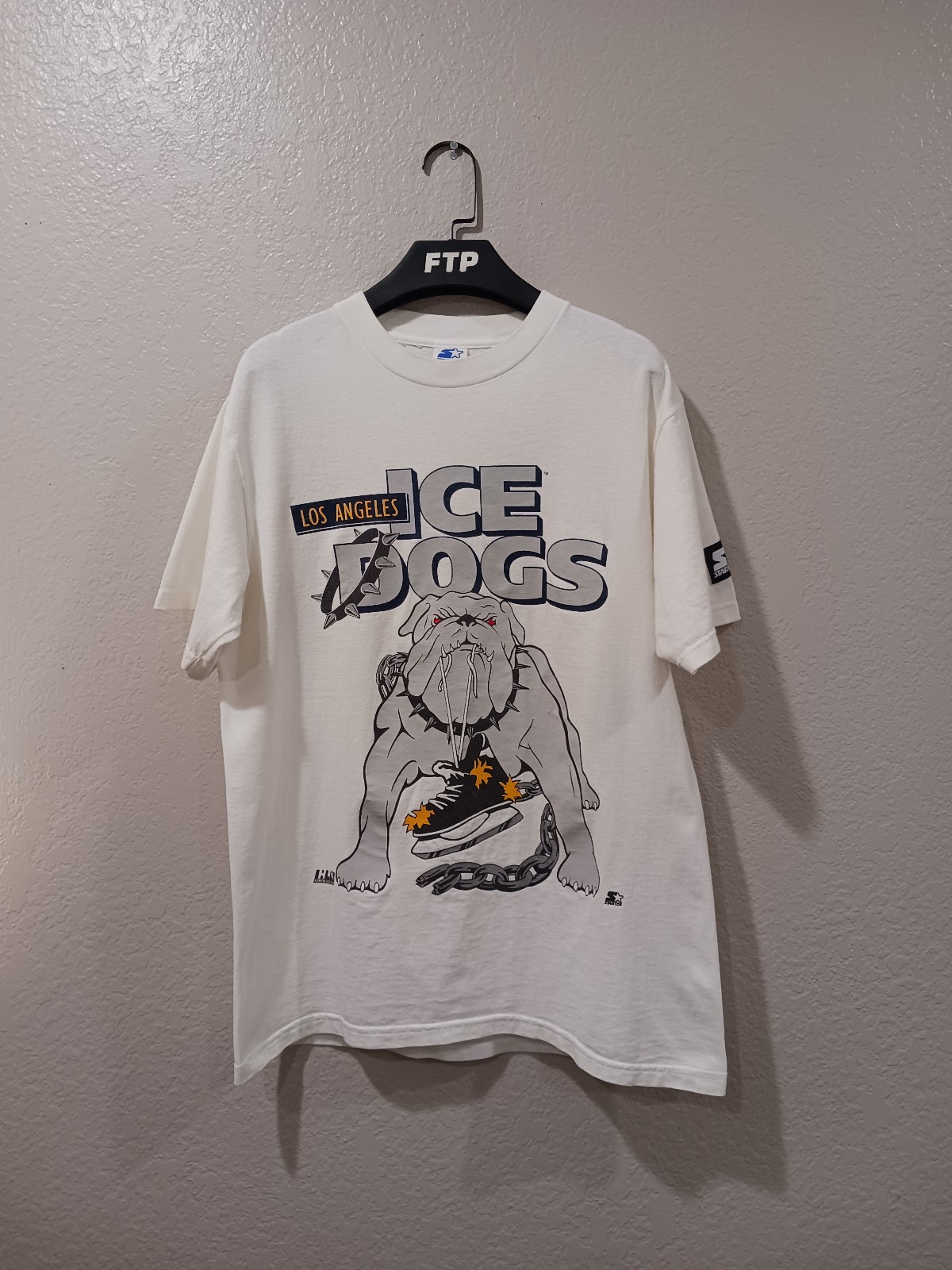 Starter Los Angeles Ice Dogs 1990's Vintage Hockey Logo Graphic Tee Size Medium