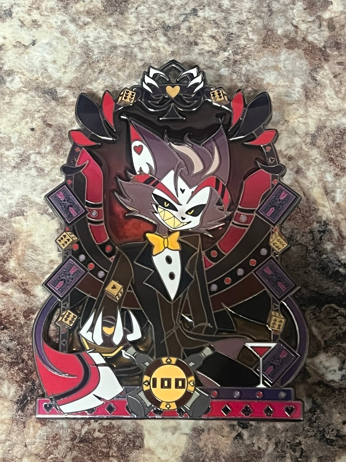 Hazbin Hotel Husk Enamel Pin Black Nickel