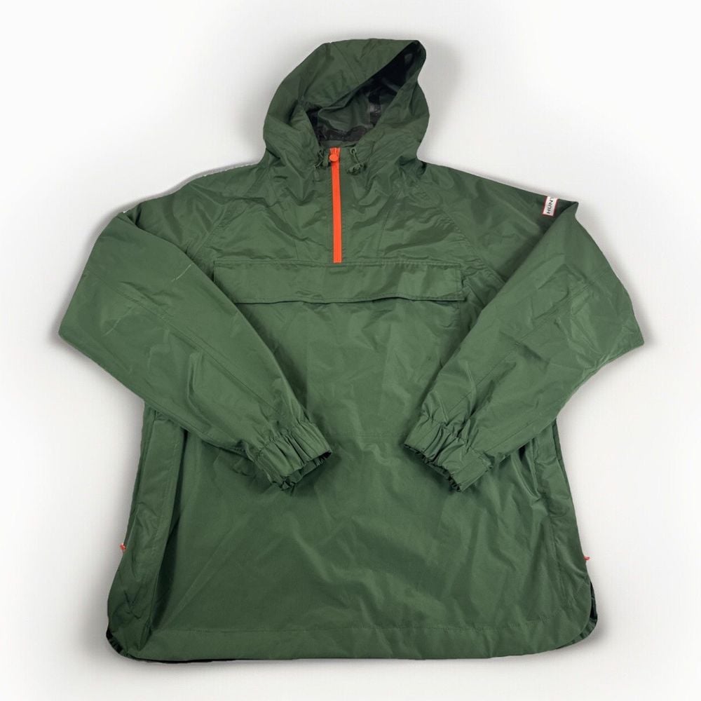 Hunter Rain Coat Womens M Green Pullover Windbreaker Rip Stop Jacket Coat READ