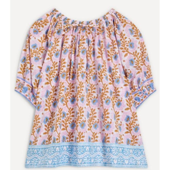 NW SZ Blockprints Tracy Top in Camel Essa A-line Oversized Cotton Blouse M
