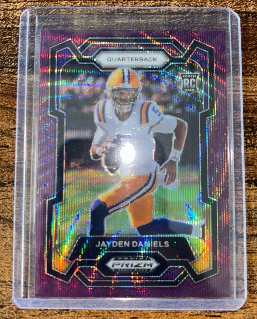 2024 Panini Prizm Draft Picks Jayden Daniels Purple Wave Prizm RC Rookie #108