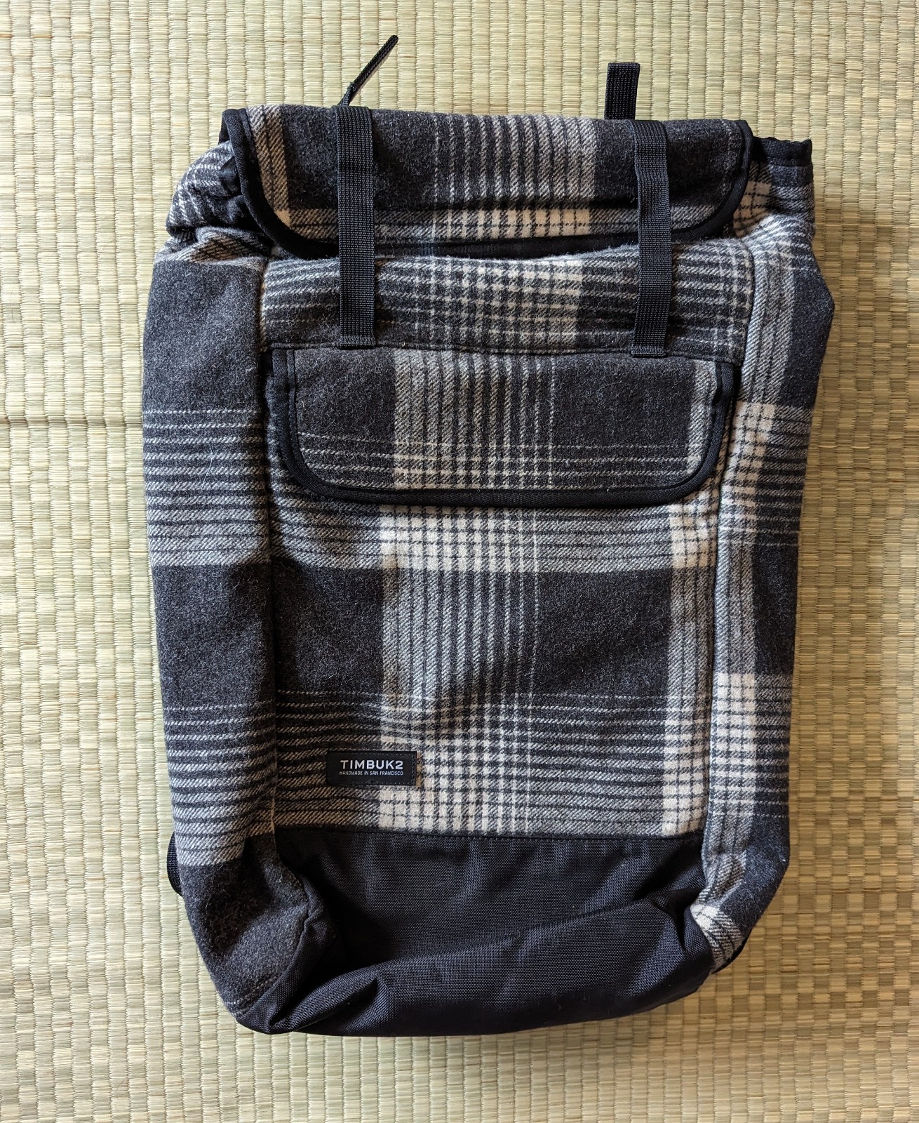 RARE Timbuk2 Wool Plaid Prospect Backpack Gray Black Made in USA