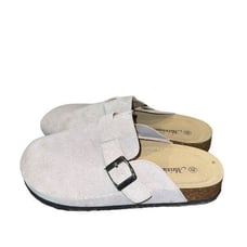 Meixiemei le Women's Suede Clogs Leather Mules Cork Footbed Sandals Size (40)