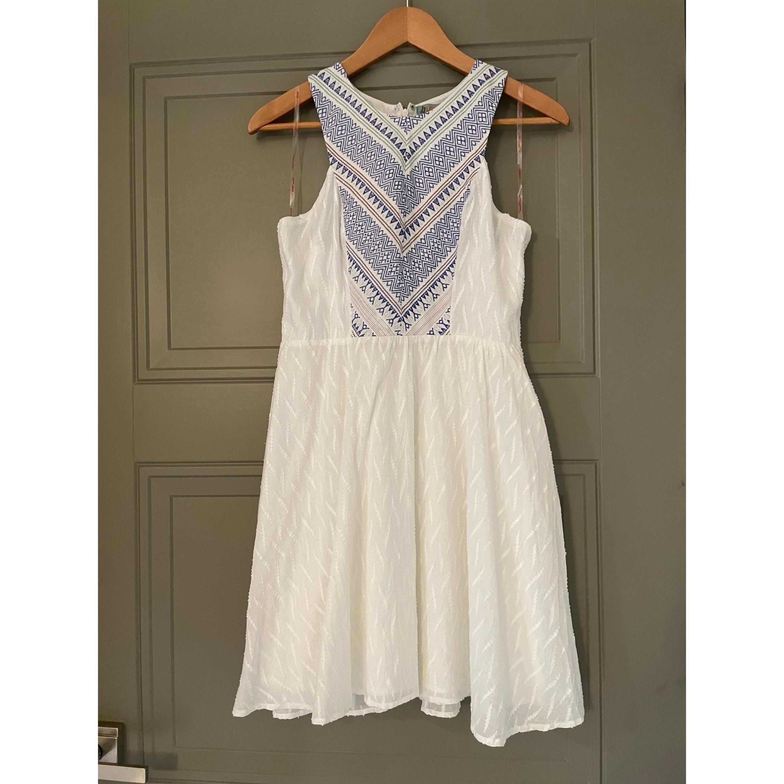 Flying Tomato Blue White Fit Flare Dress Medium Large M L 8