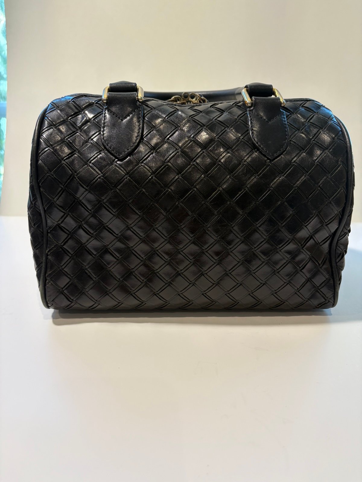 Black Textured Leather Paulette Hobo Bag