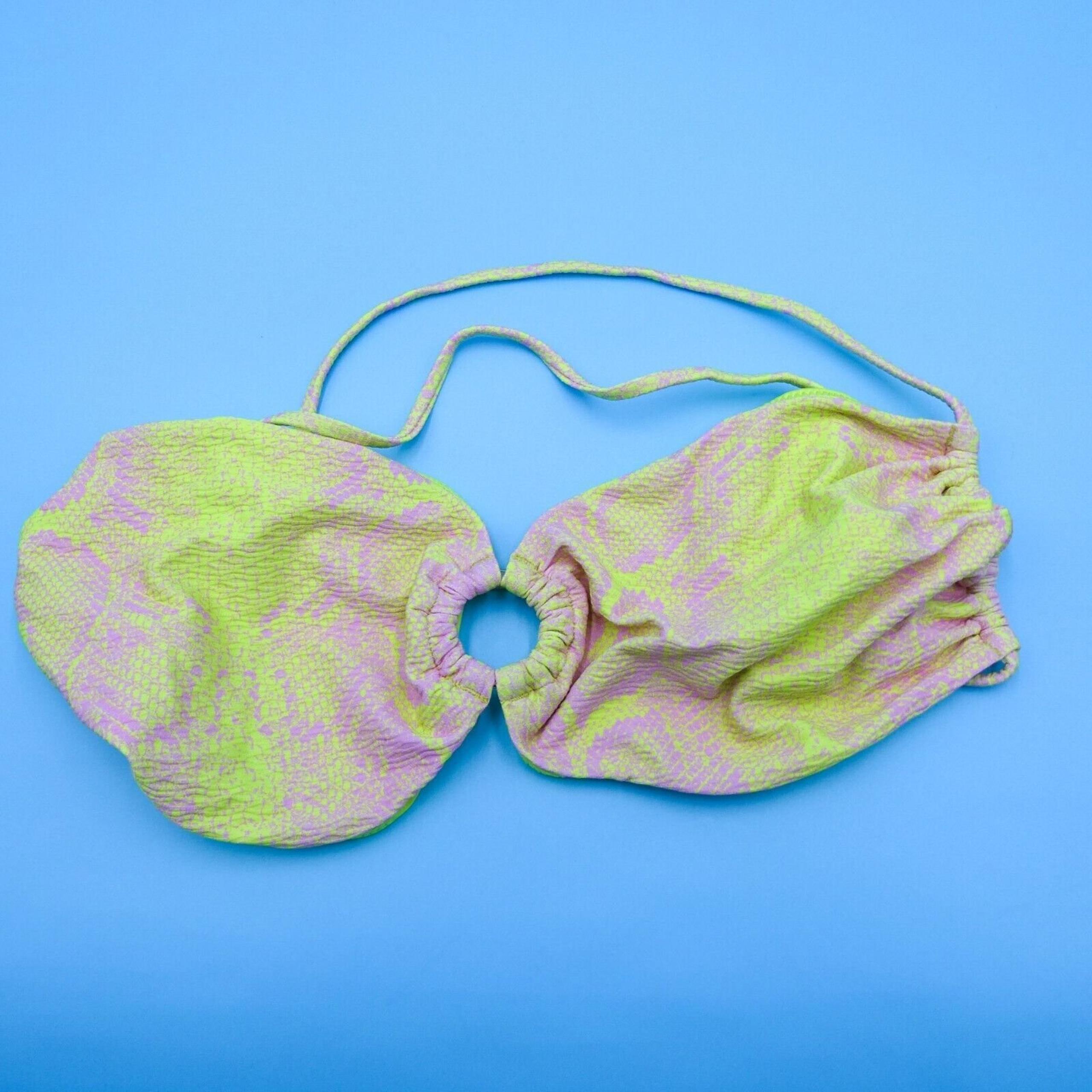 Victorias Secret Large Snake Print Cutout Ruffle Unpadded Bikini Top Swimwear VS