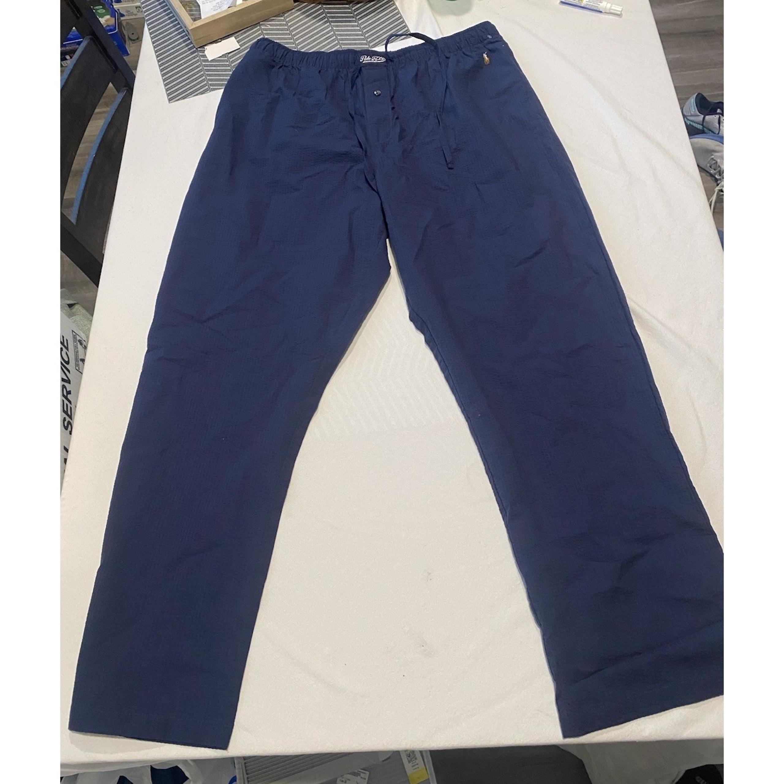 Polo Ralph Lauren Pants Mens XL/34x30 Navy Seersucker Military Camp Jogger NWT