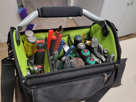 12 Inch Pro Tool Tote with Rotating Handle for Easy Tool Access Water-Resistant