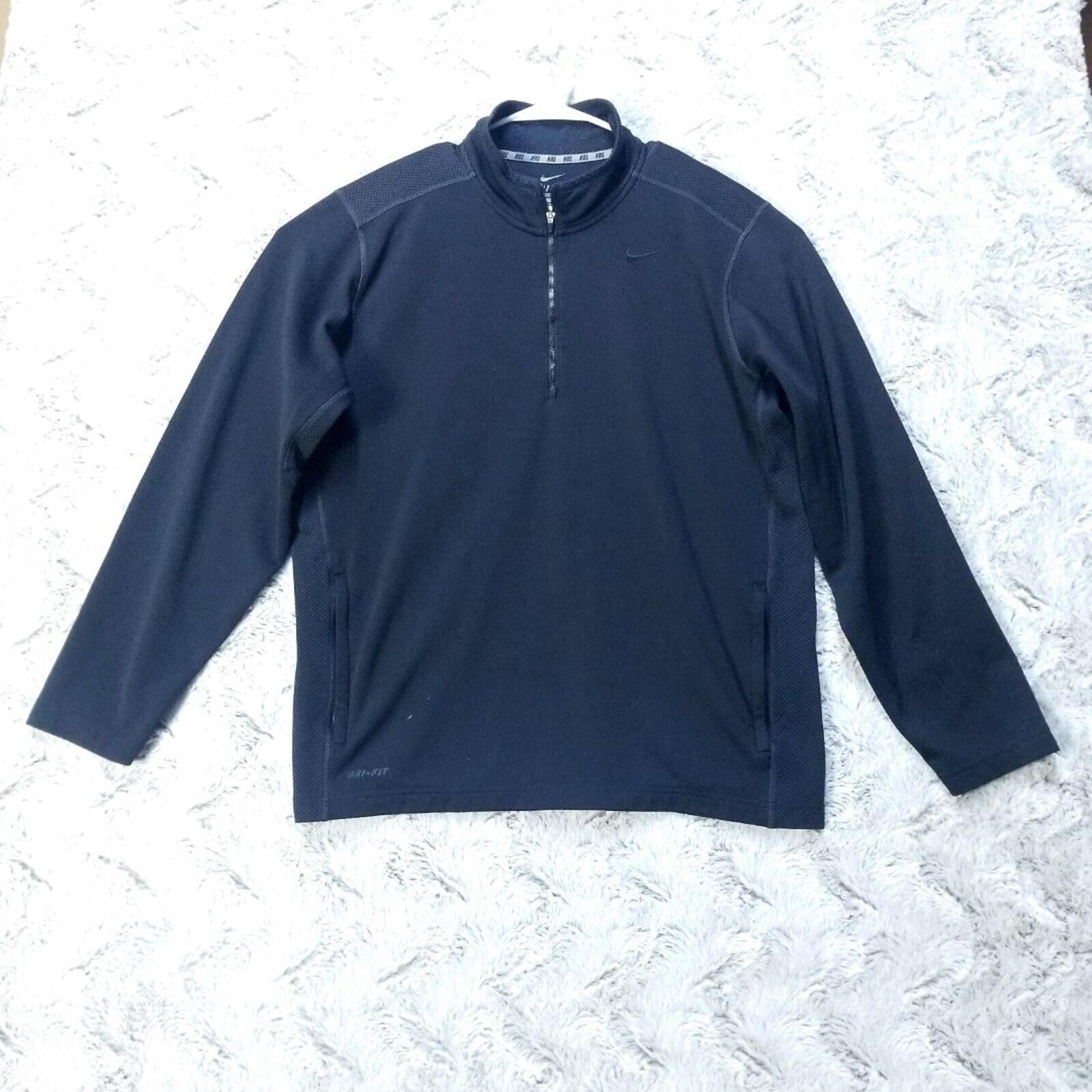 Nike DRI-FIT Sweatshirt Mens XL Black 1/4 Zip Long Sleeve Activewear