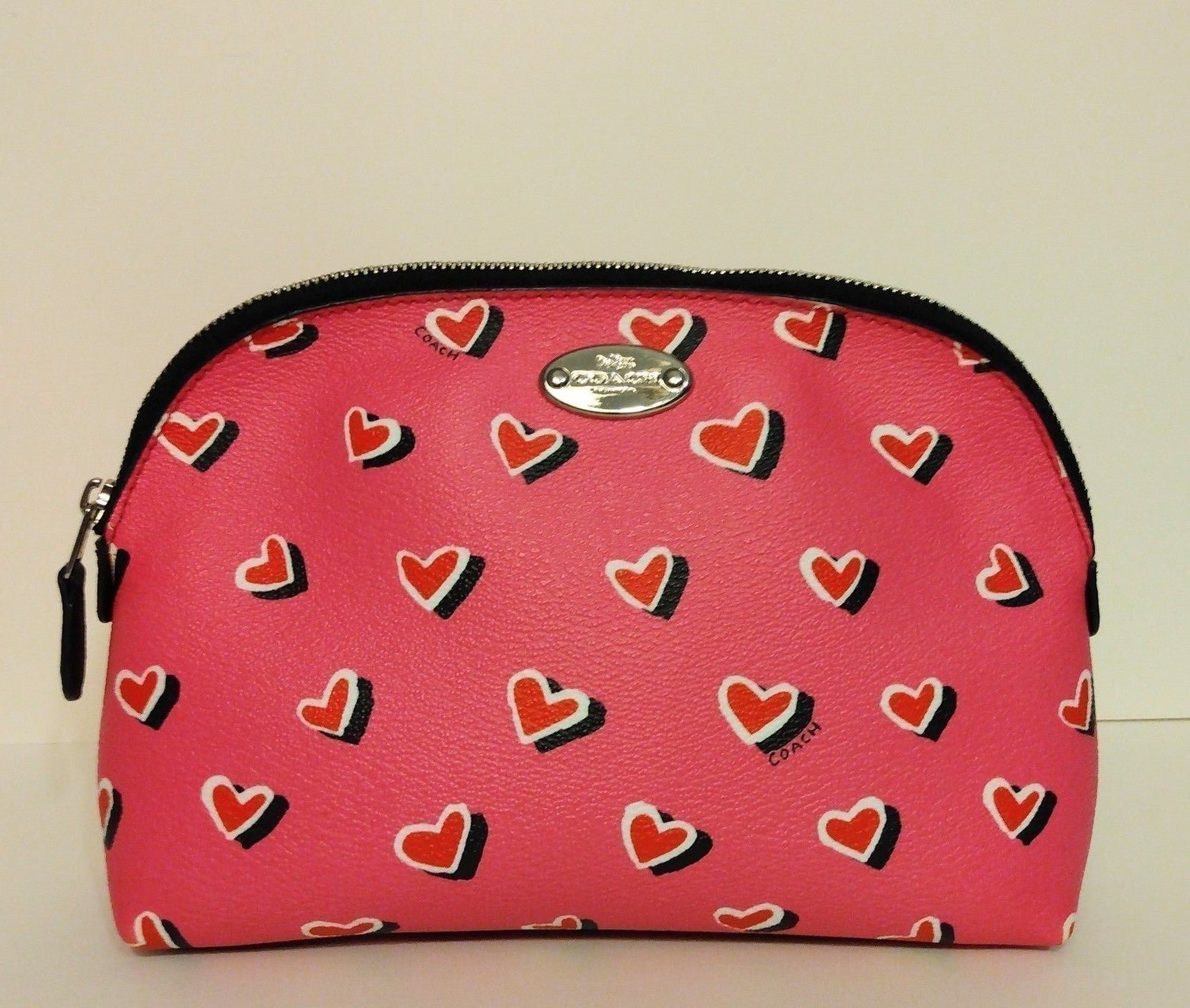 New COACH Limited Edition HARLEY Valentine's Heart Cosmetic / Travel Bag *RARE*