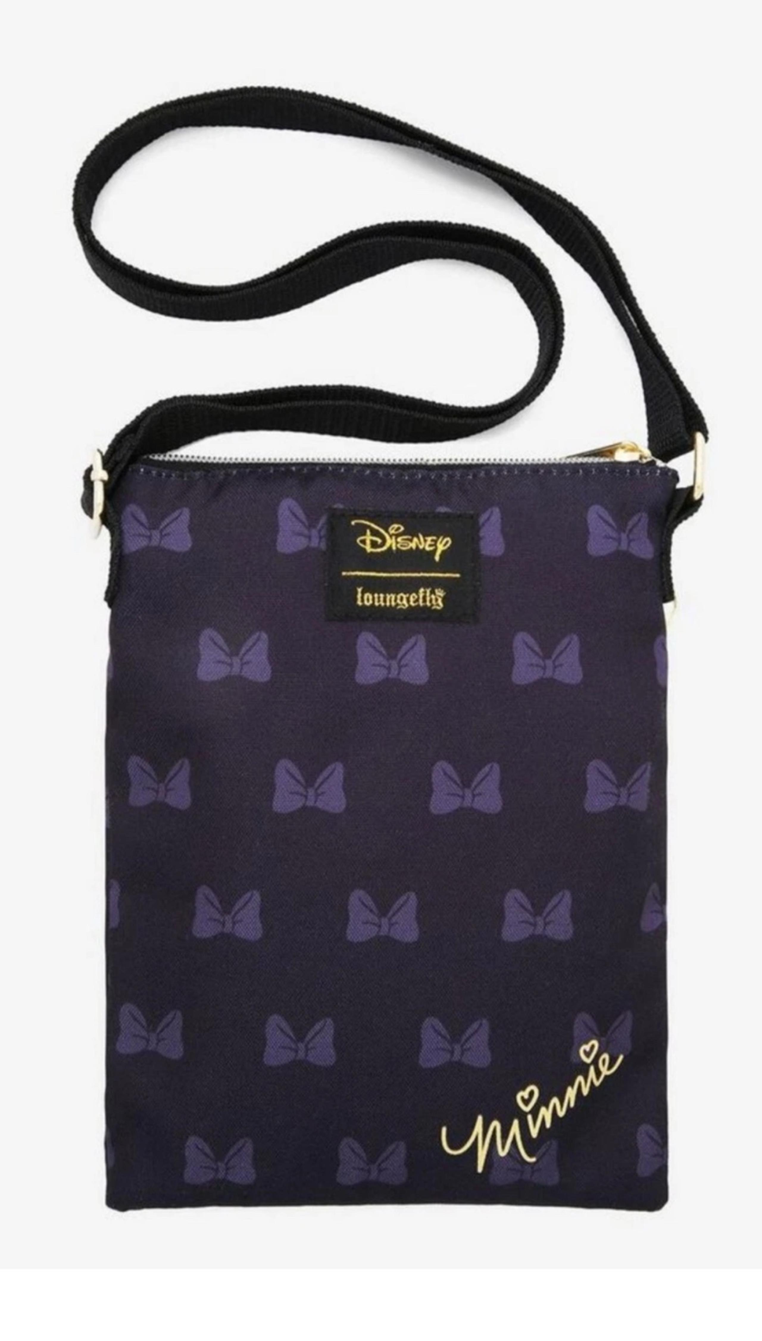 Loungefly Disney Minnie Mouse Gold & Black passport crossbody bag purse
