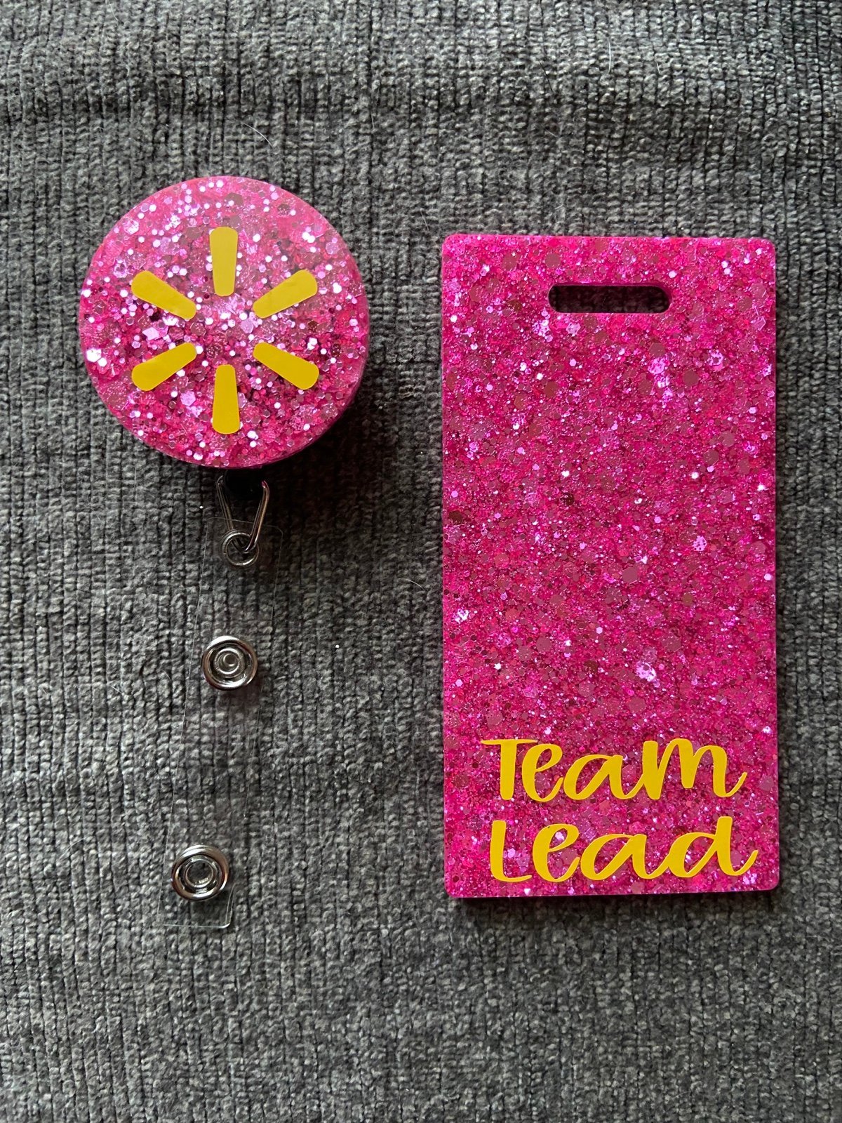Pink Walmart Badge Reel Name Tag ID Holder Badge Buddy Combo