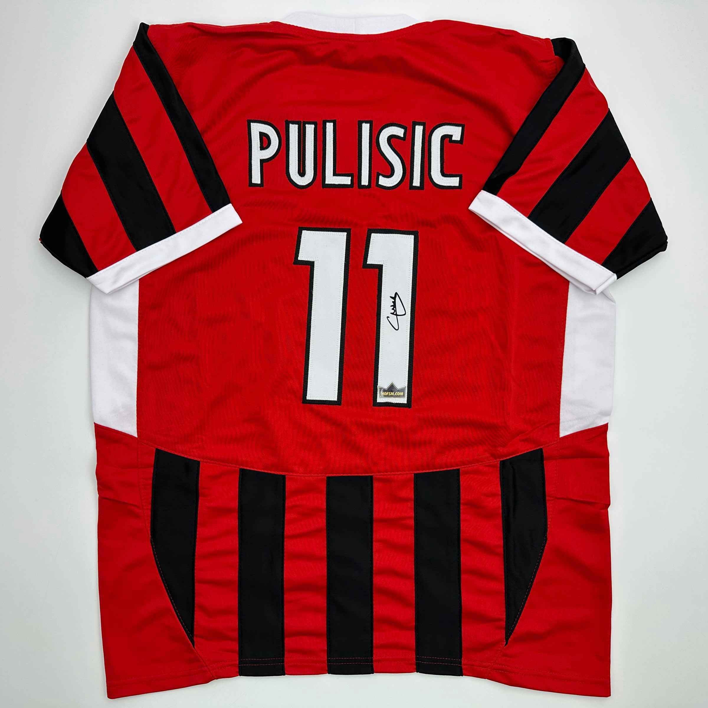 Facsimile Autographed Christian Pulisic AC Milan Black/Red Auto Soccer Jersey