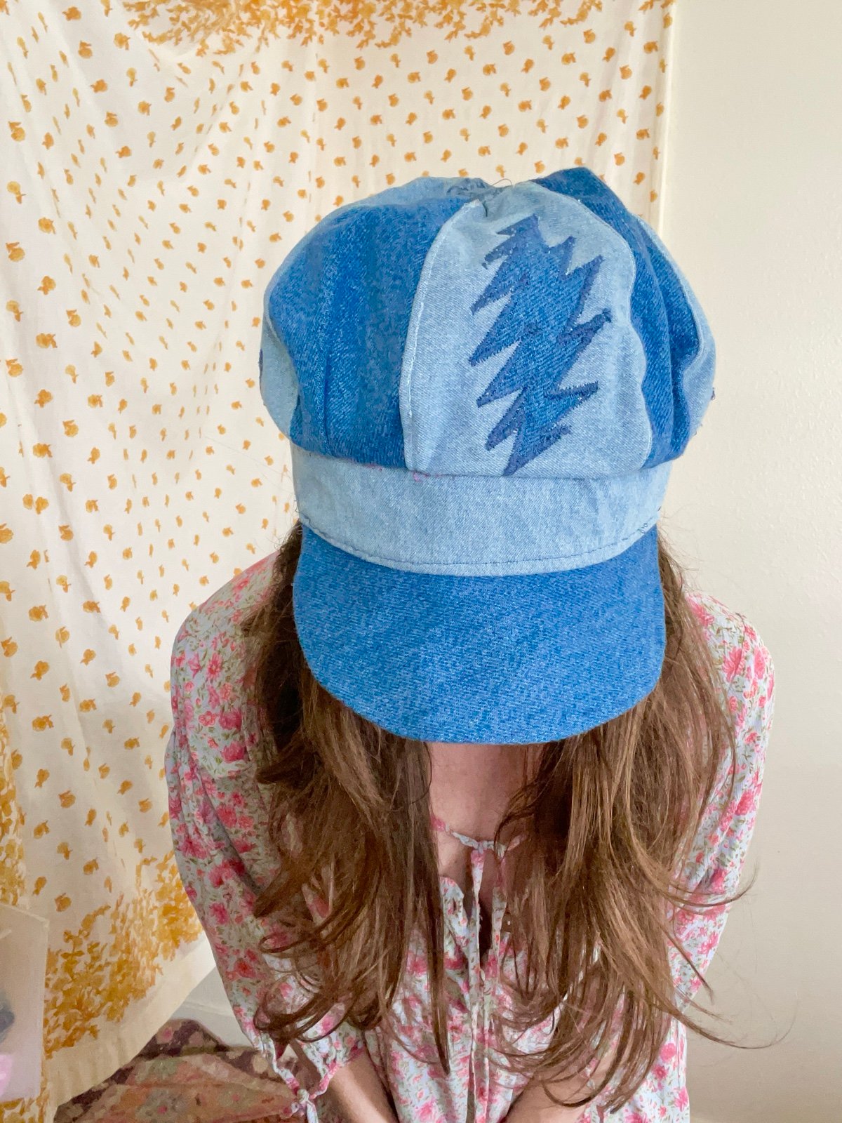 Grateful Dead Denim Newsboy Cap Handmade One of a Kind Beret
