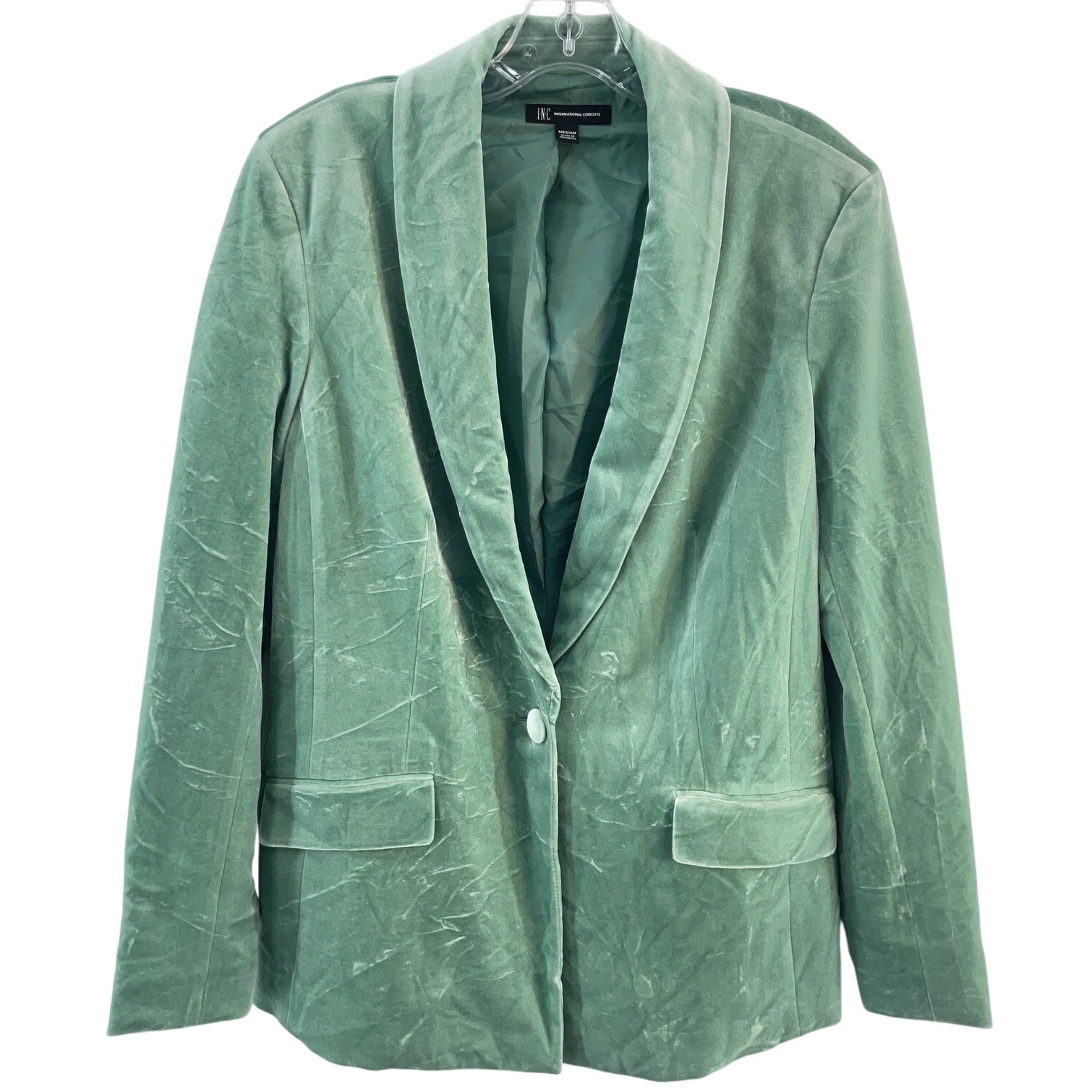 Inc. Mint Green Velvet Polyester Blazer Jacket Women’s Size Medium Preowned