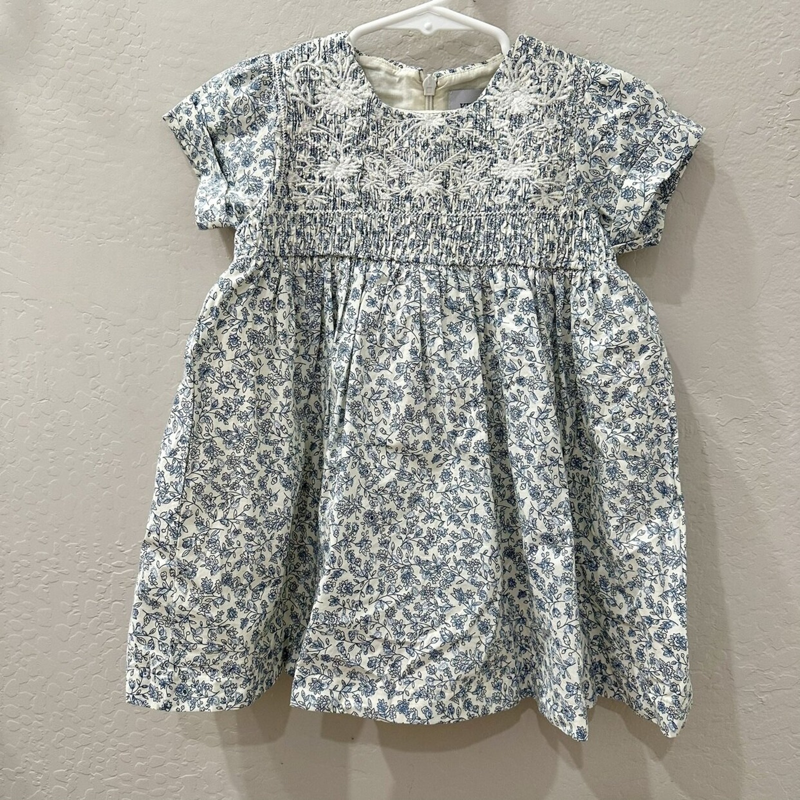 Kipp Blue Floral Bib Embroidered Dress