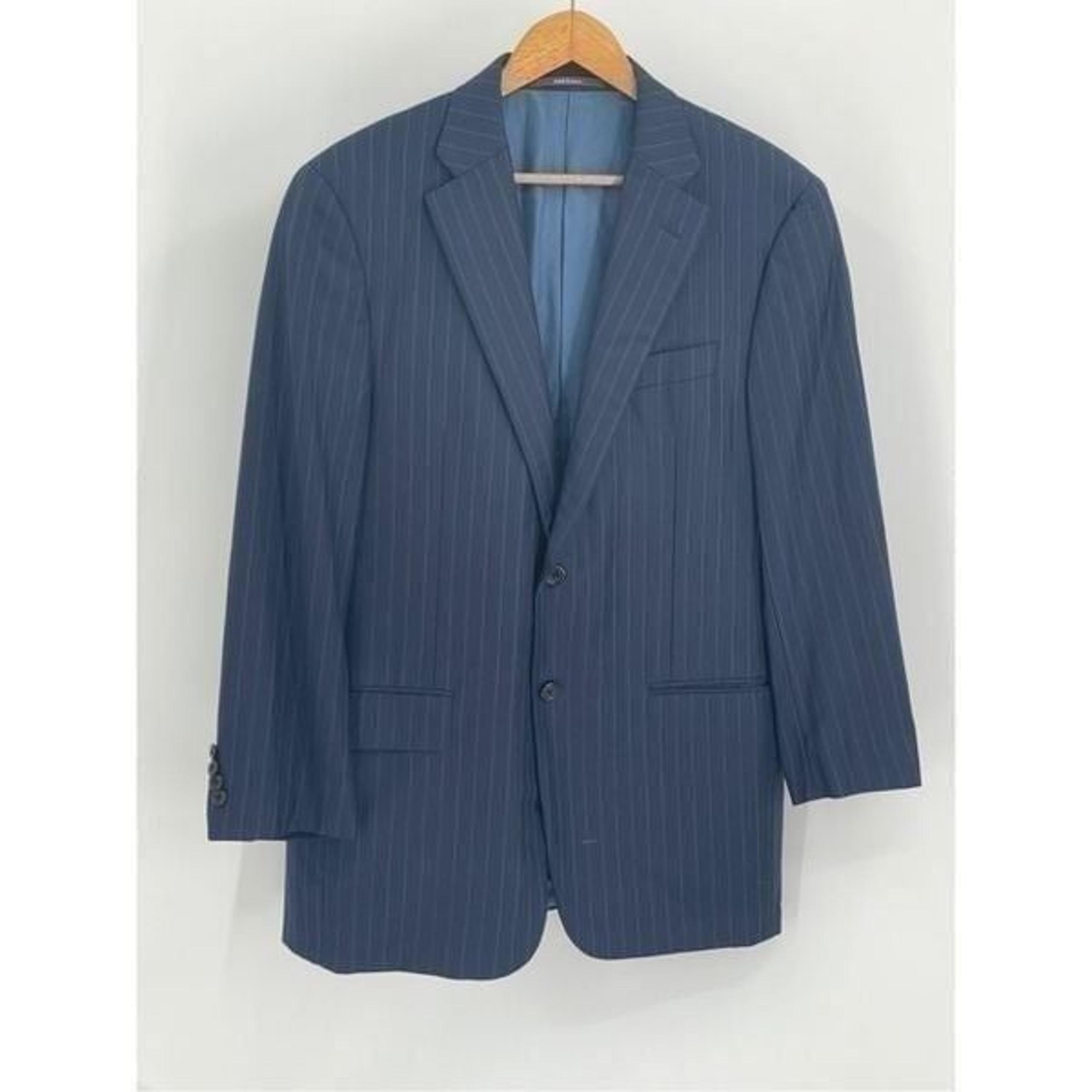 Hickey Freeman Suit Blazer Jacket Men's Size 40 R Navy Blue Striped Wool