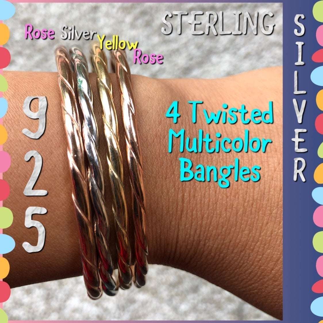 925 Sterling Silver Multicolor Bangles